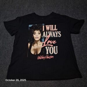 Whitney Houston I Will Always Love You Black T Shirt Size Large